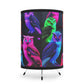 "Owls in Neon Hues" - NEON Owls Art Tripod Lamp