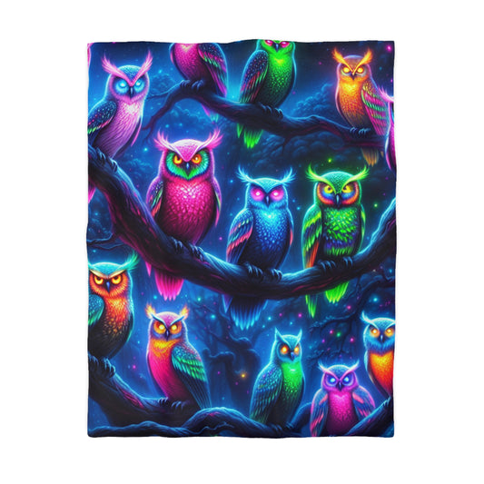 Lorenzo da Firenze - NEON Owls Microfiber Duvet Cover
