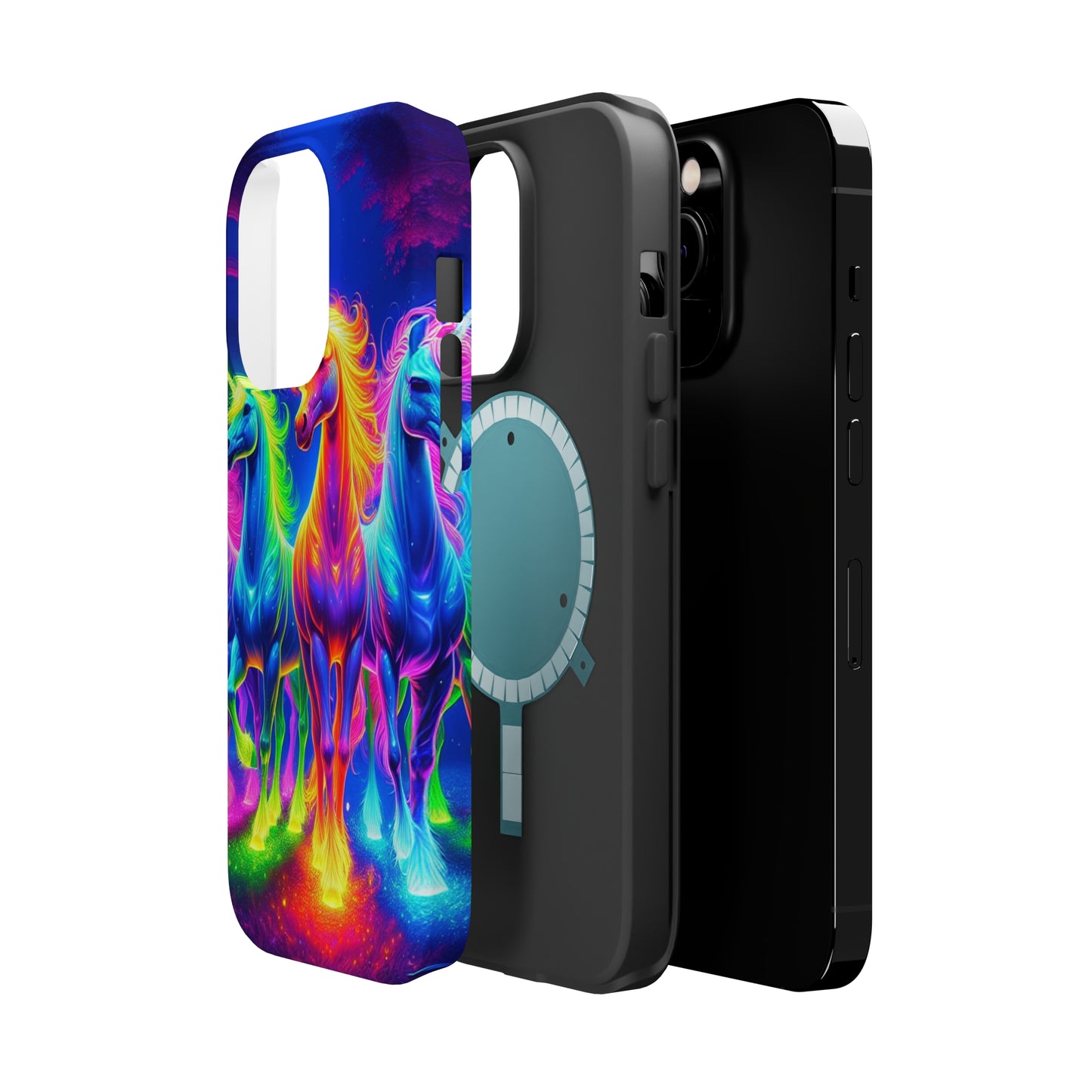 Neon Mystic Magicians Neon Unicorns Premium Art Magsafe Magnet Tough IPhone 13 14 15 Pro Plus Max and Mini in Matte and Glossy Phone cases