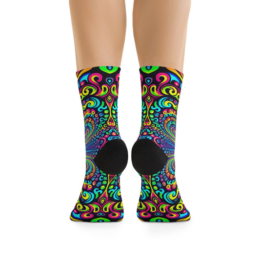 TDB "Neon Infinity Weave" Trippy Recycled Poly Socks