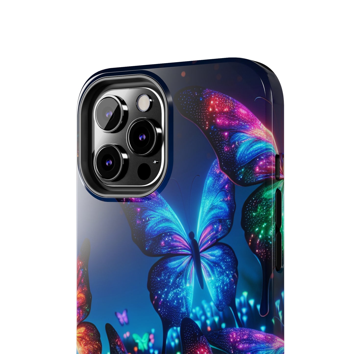 "Electric Morpho Rain" NEON Butterflies Tough Phone Case Iphone  7 8 9 10 11 12 13 14 SE X XR XS Pro Max Mini Plus