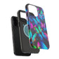 "Neon Flutterglow" Neon Butterflies Premium Art Magsafe Magnet Tough IPhone 13 14 15 Pro Plus Max and Mini in Matte and Glossy Phone cases