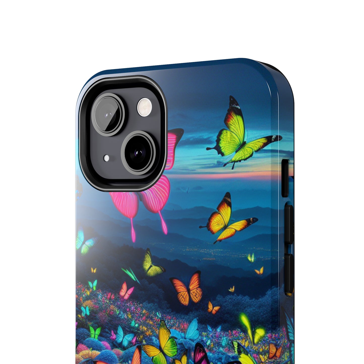 "Neon Flight Spectacle" NEON Butterflies Tough Phone Case Iphone 6 7 8 9 10 11 12 13 14 SE X XR XS Pro Max Mini Plus