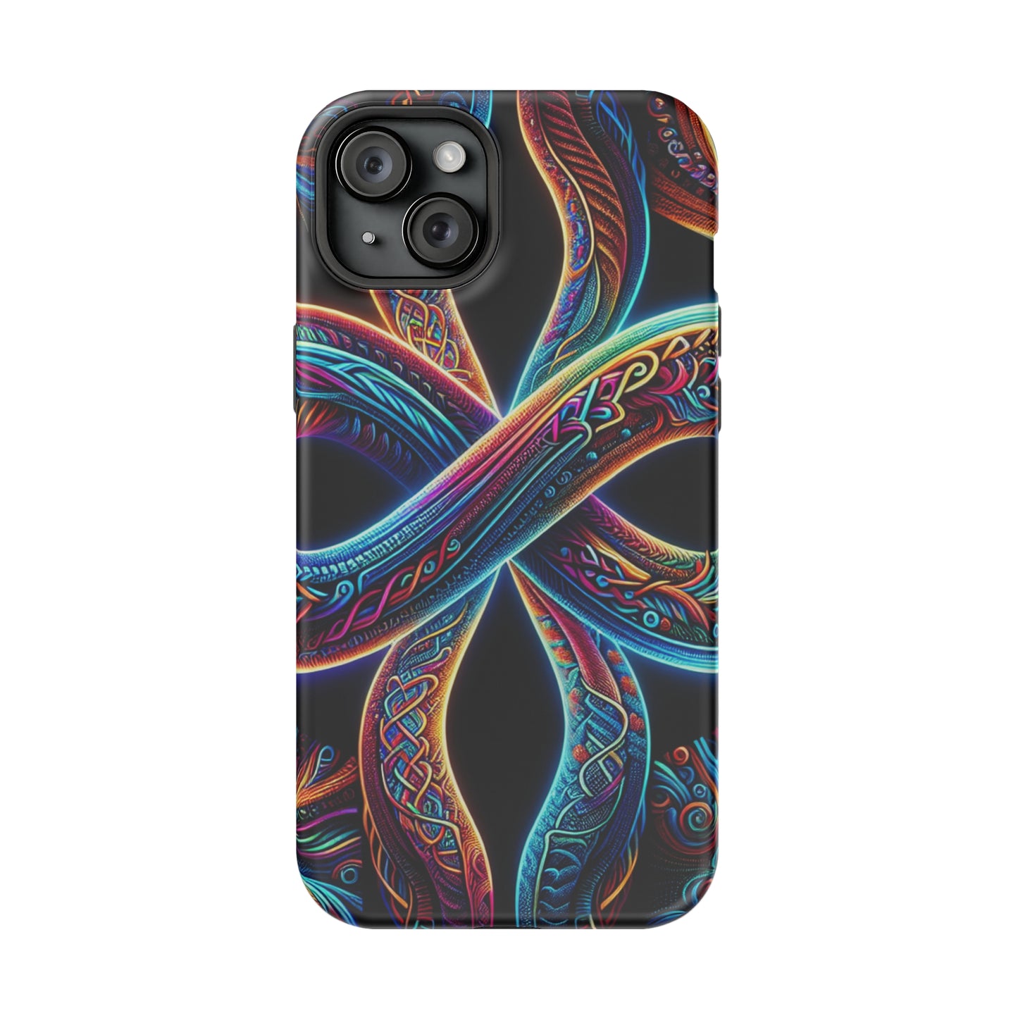 Vibrant Infinity Nocturne Neon Trippy Infinity Patterns Premium Art Magsafe Magnet Tough IPhone 13 14 15 Pro Plus Max and Mini in Matte and Glossy Phone cases