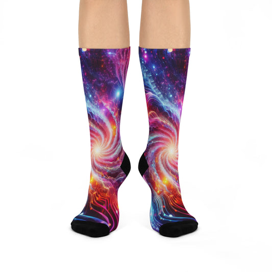 'Urban Neon Reflection' Trippy Cushioned Crew Socks