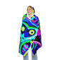 "Owls in Technicolor". - NEON Owls Art Hooded Snuggle Blanket