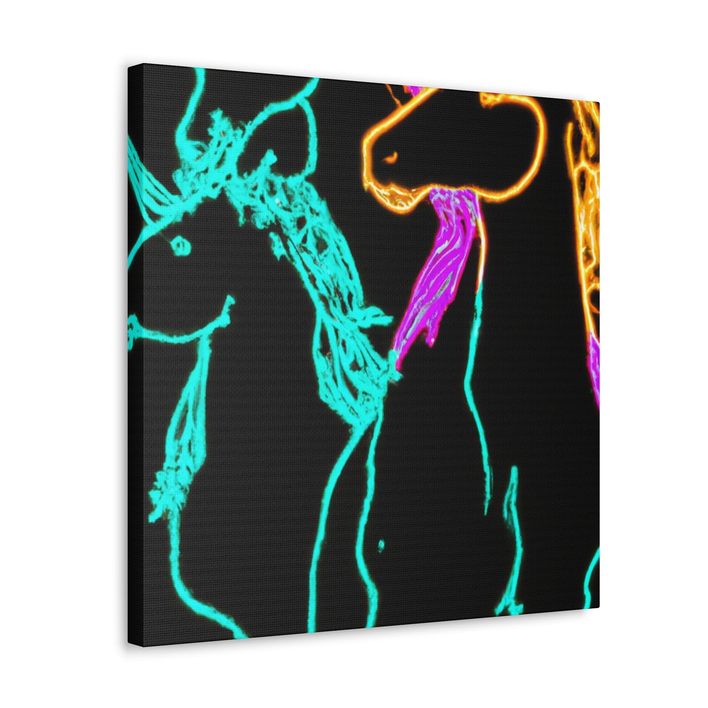 "Neon Splendour of Unicorns" NEON Unicorns Art Canvas