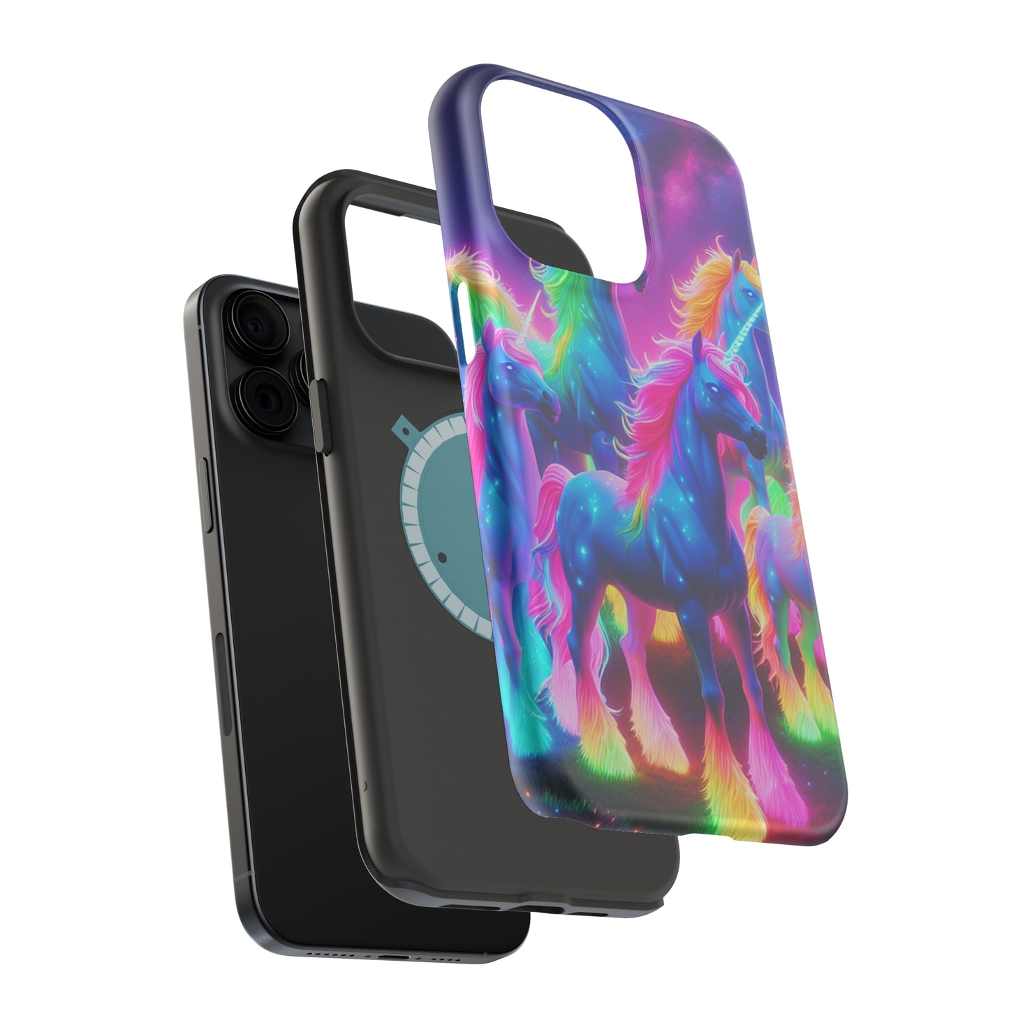 Neon Unicorn Congregation Neon Unicorns Premium Art Magsafe Magnet Tough IPhone 13 14 15 Pro Plus Max and Mini in Matte and Glossy Phone cases