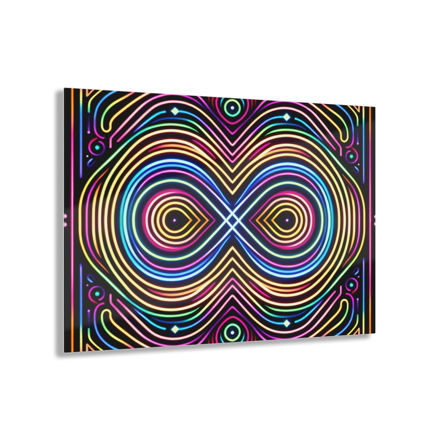 Neon Infinity Fantasia. Trippy infity Pattern 1/4" Glossy Acrylic Art