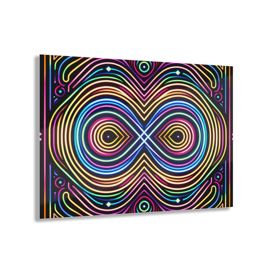 Neon Infinity Fantasia. Trippy infity Pattern 1/4" Glossy Acrylic Art