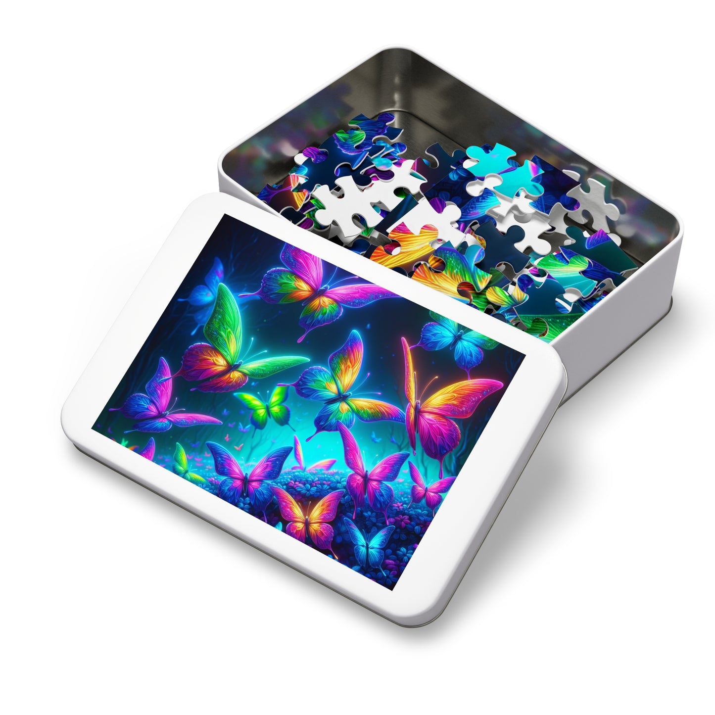 Neon Flutter. - Neon Butterflies Puzzle30, 110, 252, and 1000 Pieces