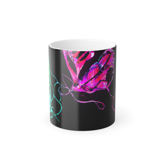 "Vibrant Neon Flight" Neon Butterflies 11oz Color Morphing Mug