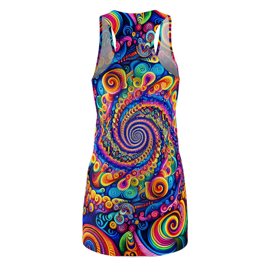 TDB Neon Infinty Cosmos. Trippy Infinity Patterns Racerback Dress