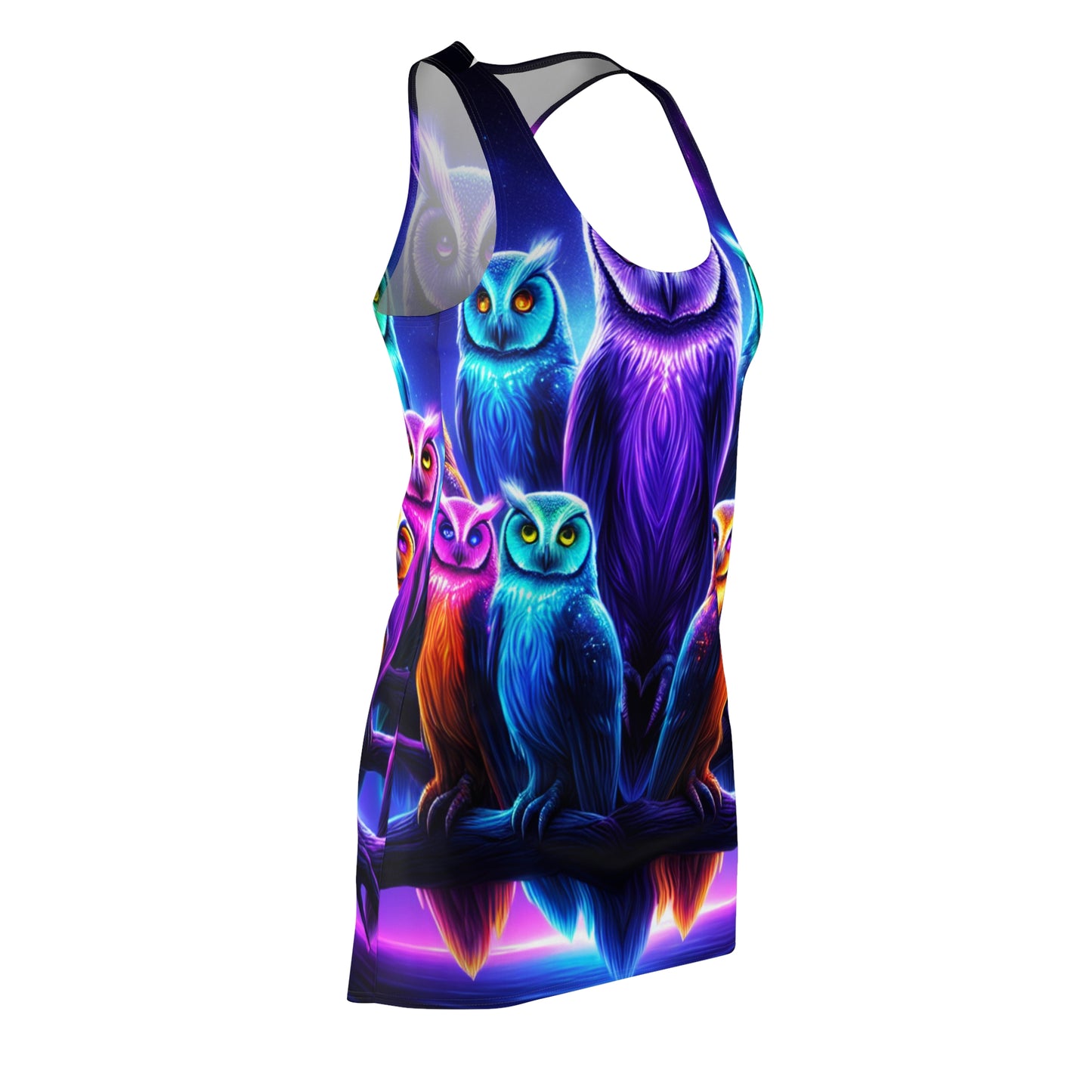 Neon Night Owls. Neon Owls Racerback Dress