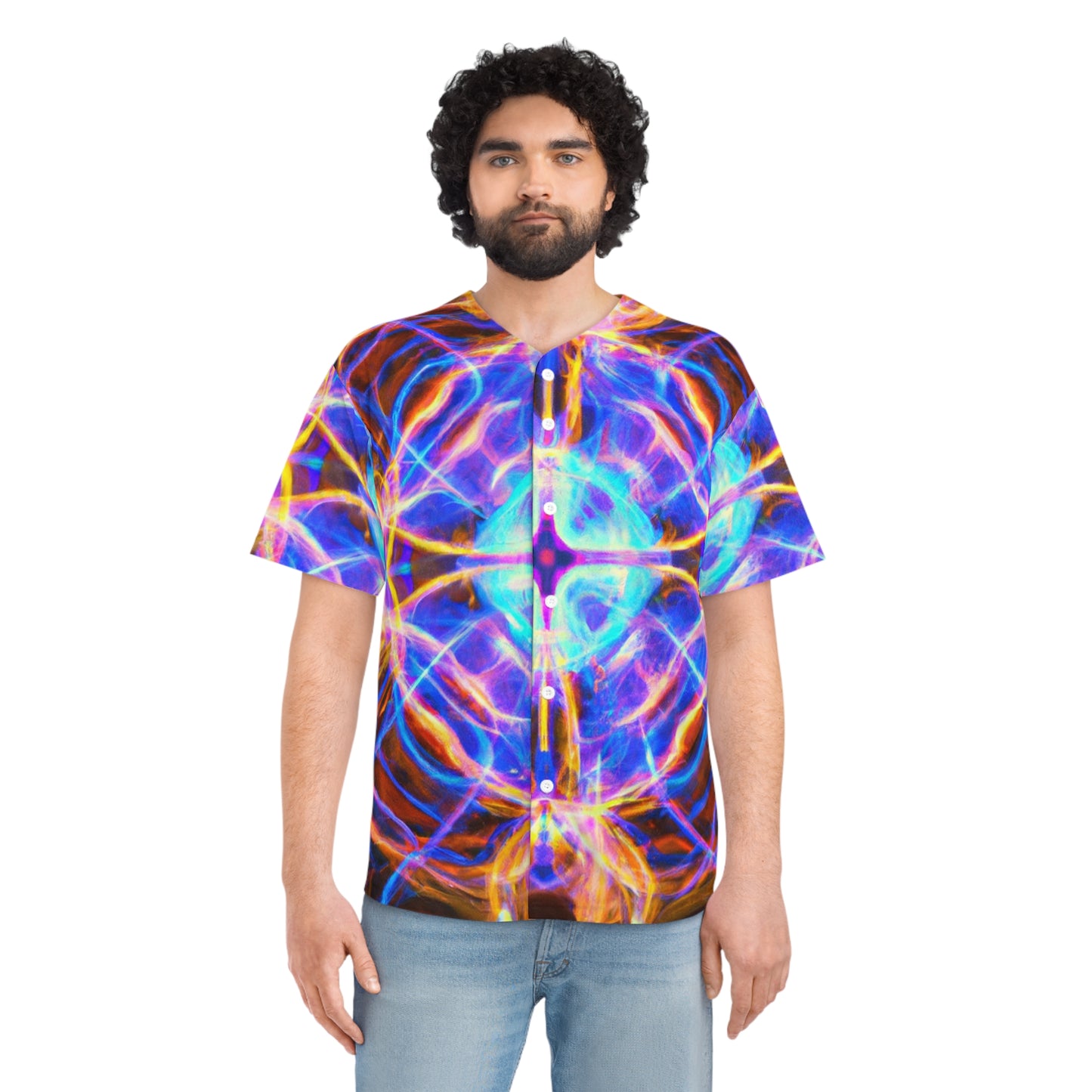 Galactic Neon Vortex. Trippy Infinity Patterns Mens Jersey