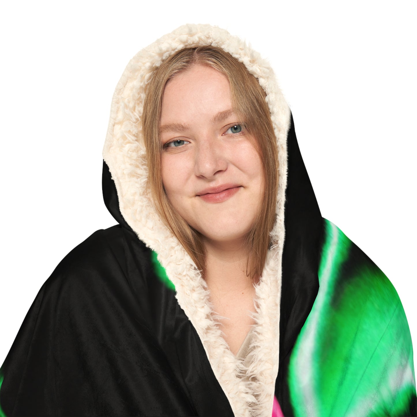 "Neon Splendor" - NEON Butterflies Art Hooded Snuggle Blanket