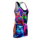 "Neon Nocturne" Neon Owls Racerback Dress