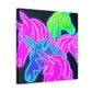 Neon Flurry Unicorns. NEON Unicorns Art Canvas