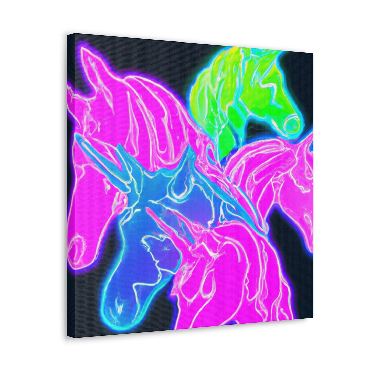 Neon Flurry Unicorns. NEON Unicorns Art Canvas