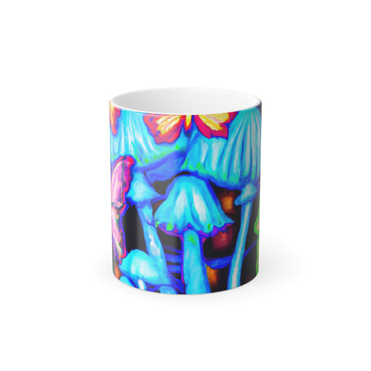 Neon Biomescape. Mushrooms & Butterflies 11oz Color Morphing Mug