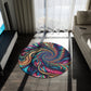 Neon Ouroboros Mosaic Infinity Patterns Round Rug