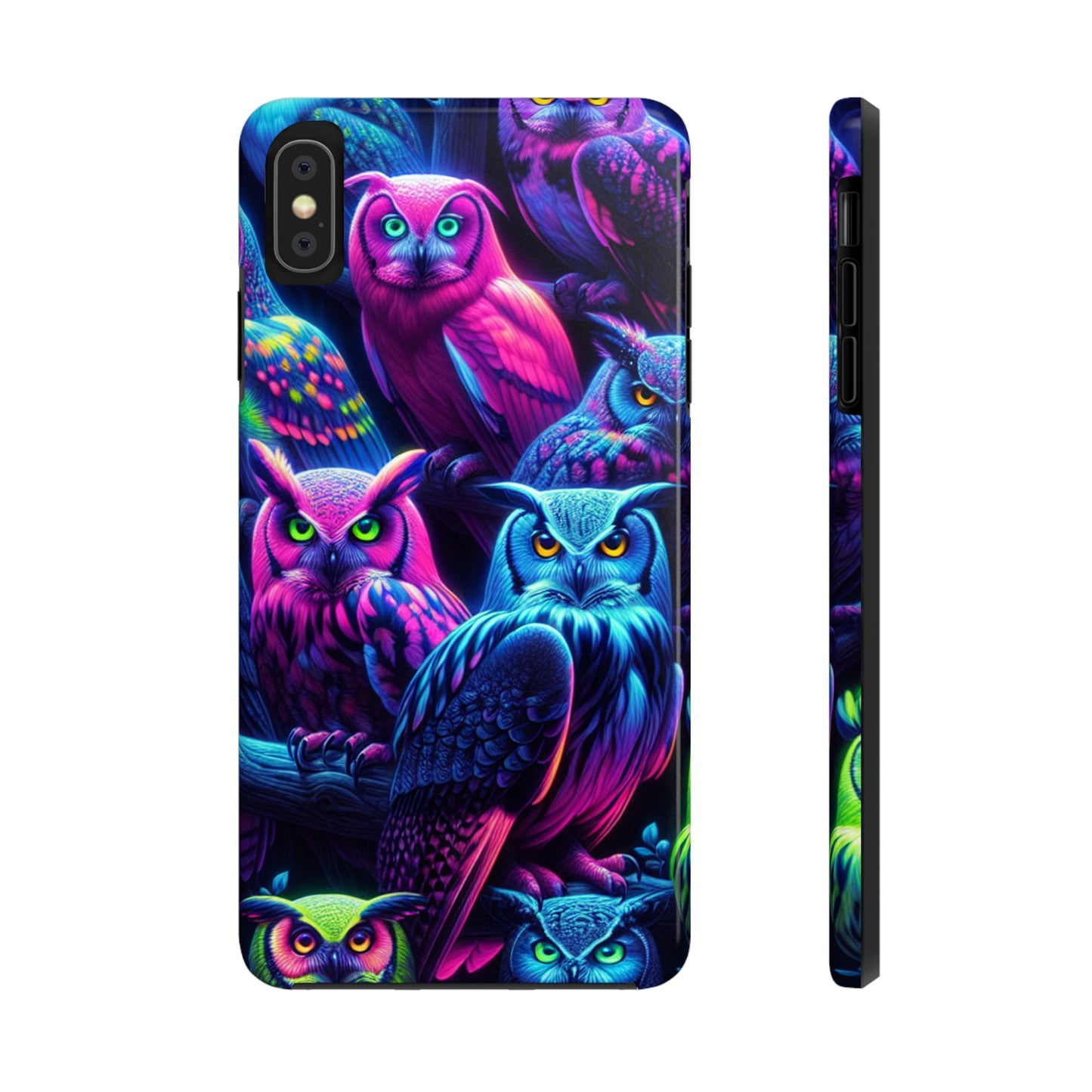 "Vivid Neon Nocturnal Symphony" NEON Owls Tough Phone Case