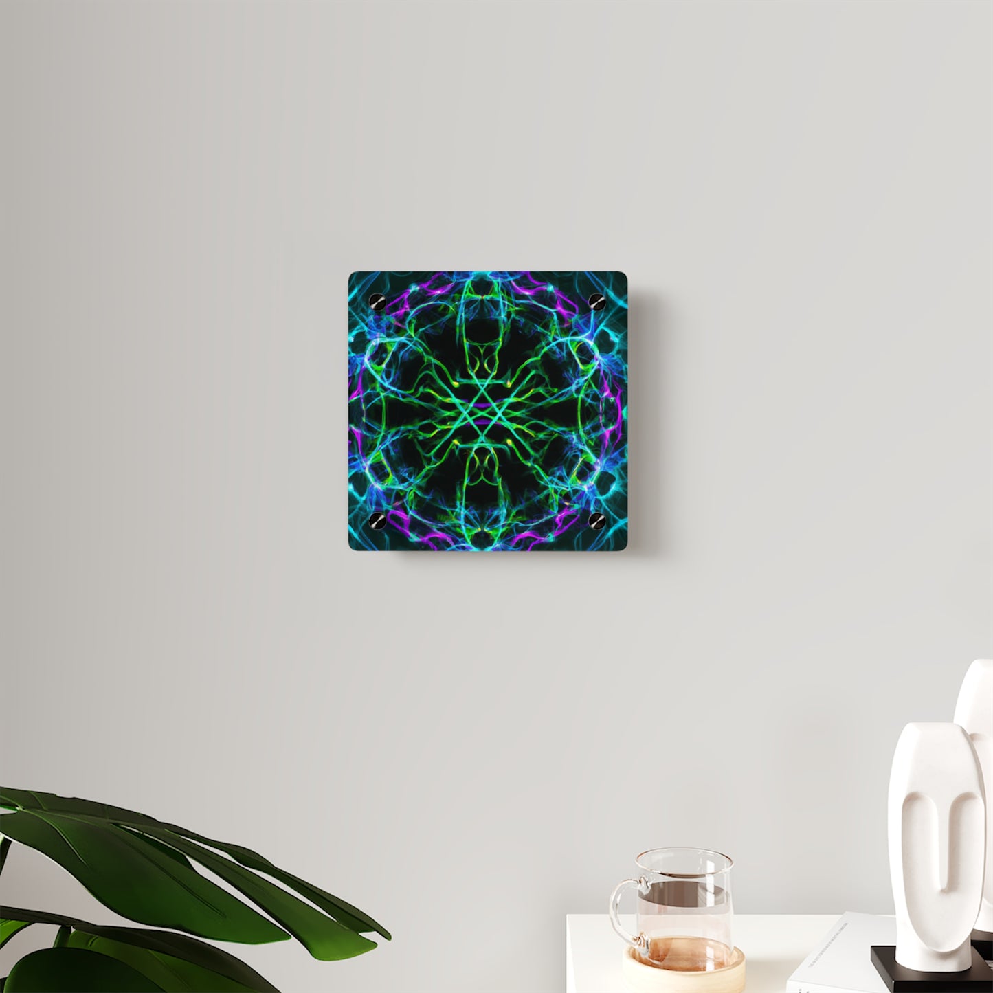 Neon Infinity Maze. Trippy Infinity Patterns Acrylic Art Panel
