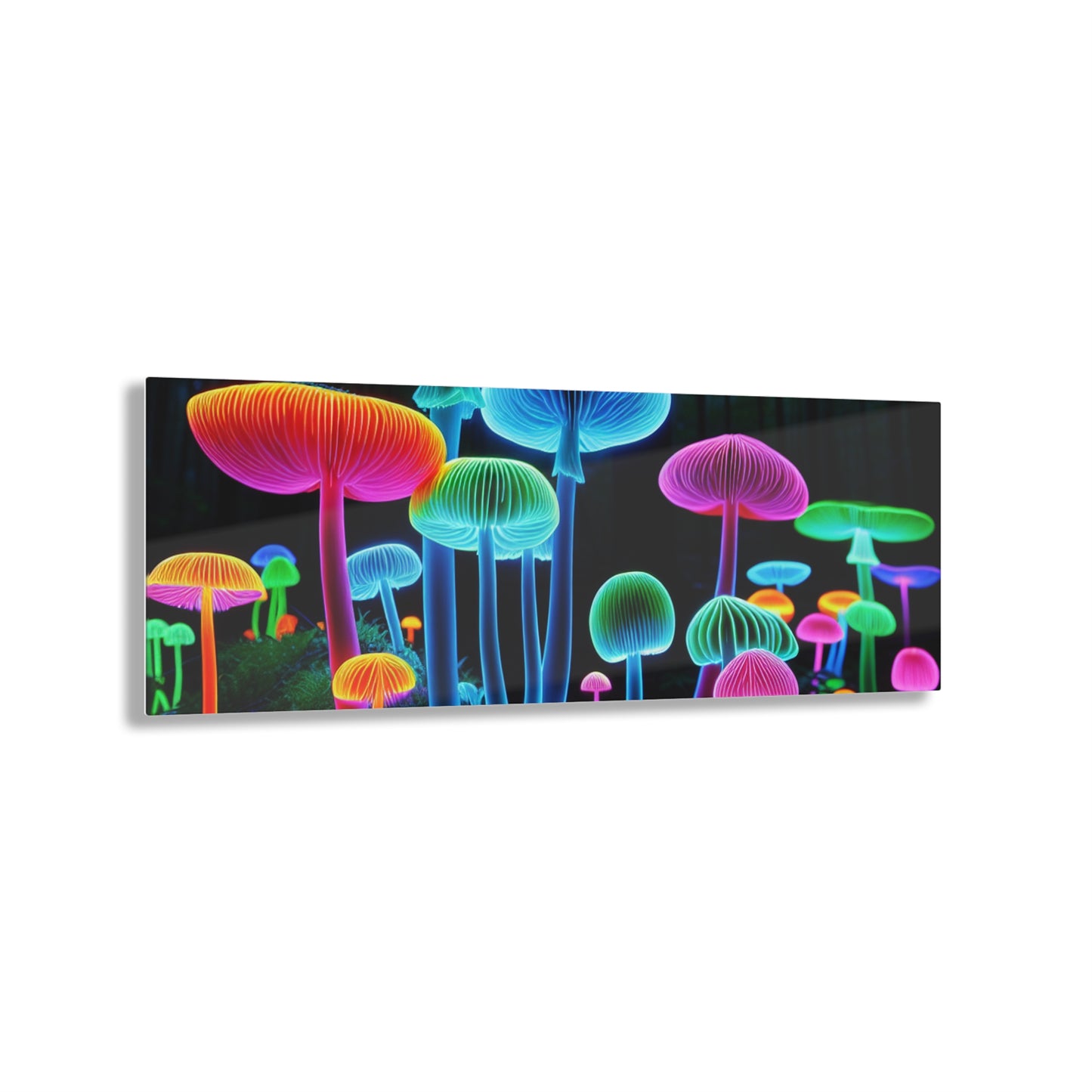 Neon Fungi Glow. Mushrooms 1/4" Glossy Acrylic Art