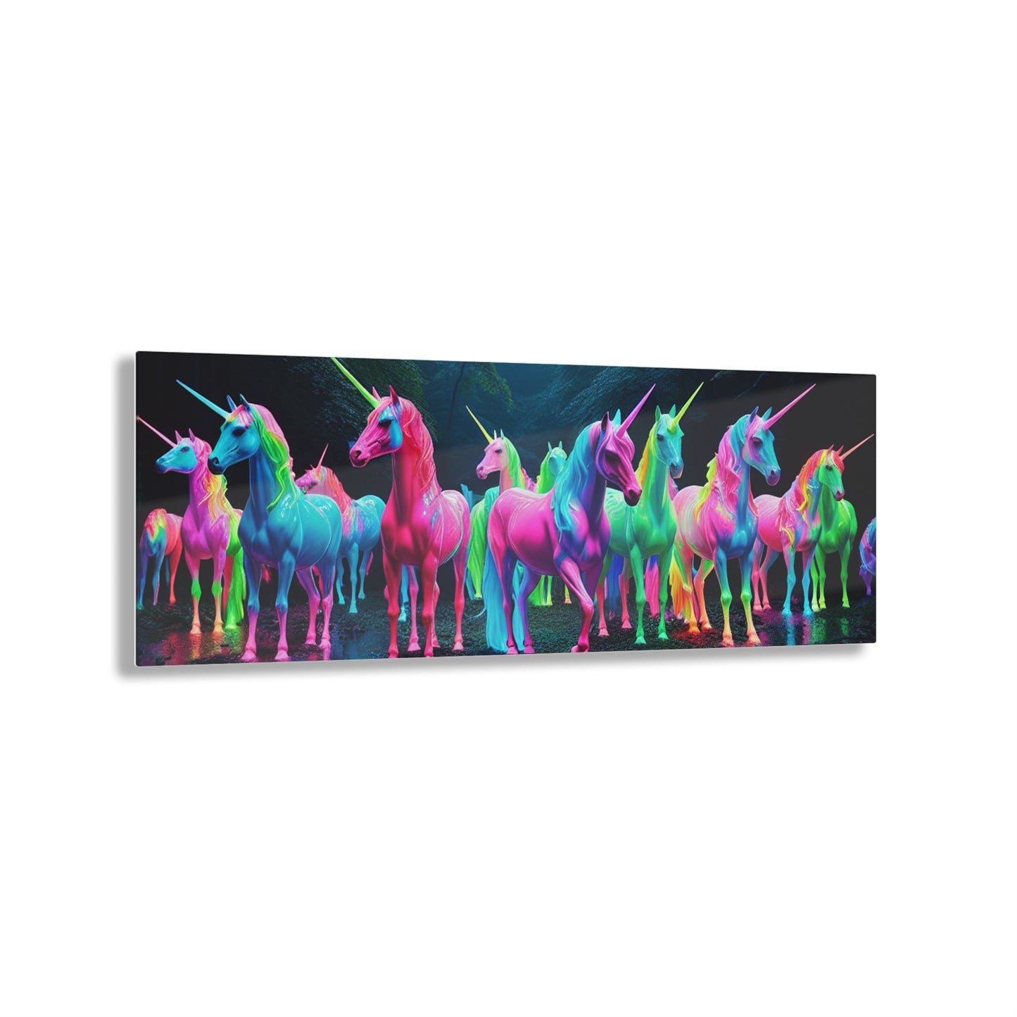 "Fantastical Flash of Unicorns" NEON Unocrons Art 1/4" Glossy Acrylic Art