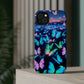 "Fantasia of Neon Butterflies" Neon Butterflies Premium Art Magsafe Magnet Tough IPhone 13 14 15 Pro Plus Max and Mini in Matte and Glossy Phone cases