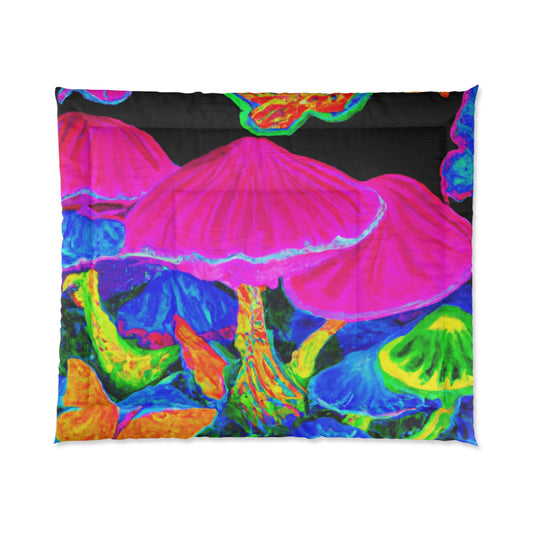 "Neon Blooms of Color" Butterflies & Mushrooms Comforter Blanket