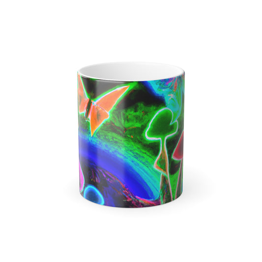 "Neon Nature Wonderland" Mushrooms & Butterflies 11oz Color Morphing Mug