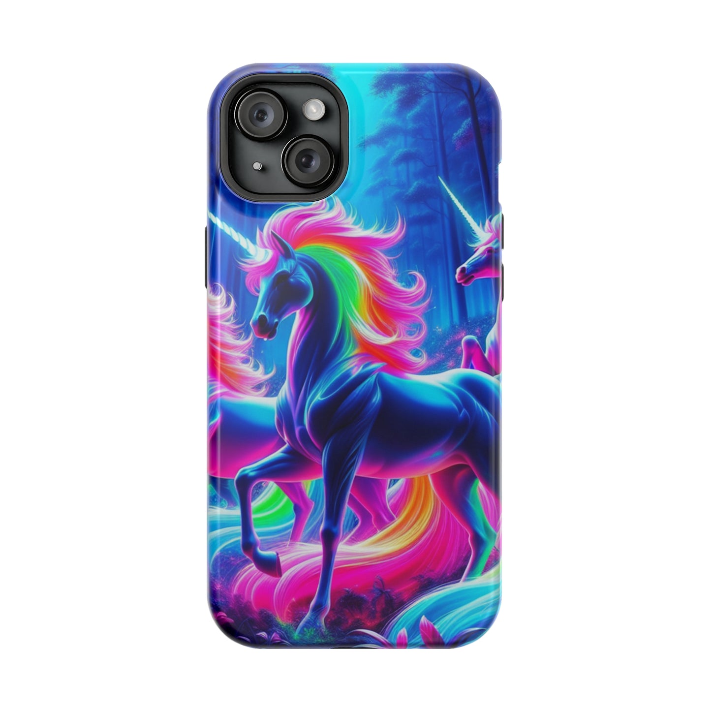 NeonNocturnals Neon Unicorns Premium Art Magsafe Magnet Tough IPhone 13 14 15 Pro Plus Max and Mini in Matte and Glossy Phone cases