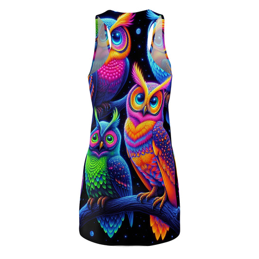 Neon Menagerie. Neon Owls Racerback Dress