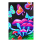 "Vibrant Neon Butterfly Fantasia" Butterflies & Mushrooms Area Rug