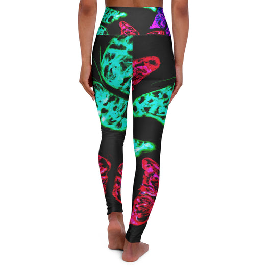 "Euphoric Flight of the Neon Bees" - Butterflies Leggings