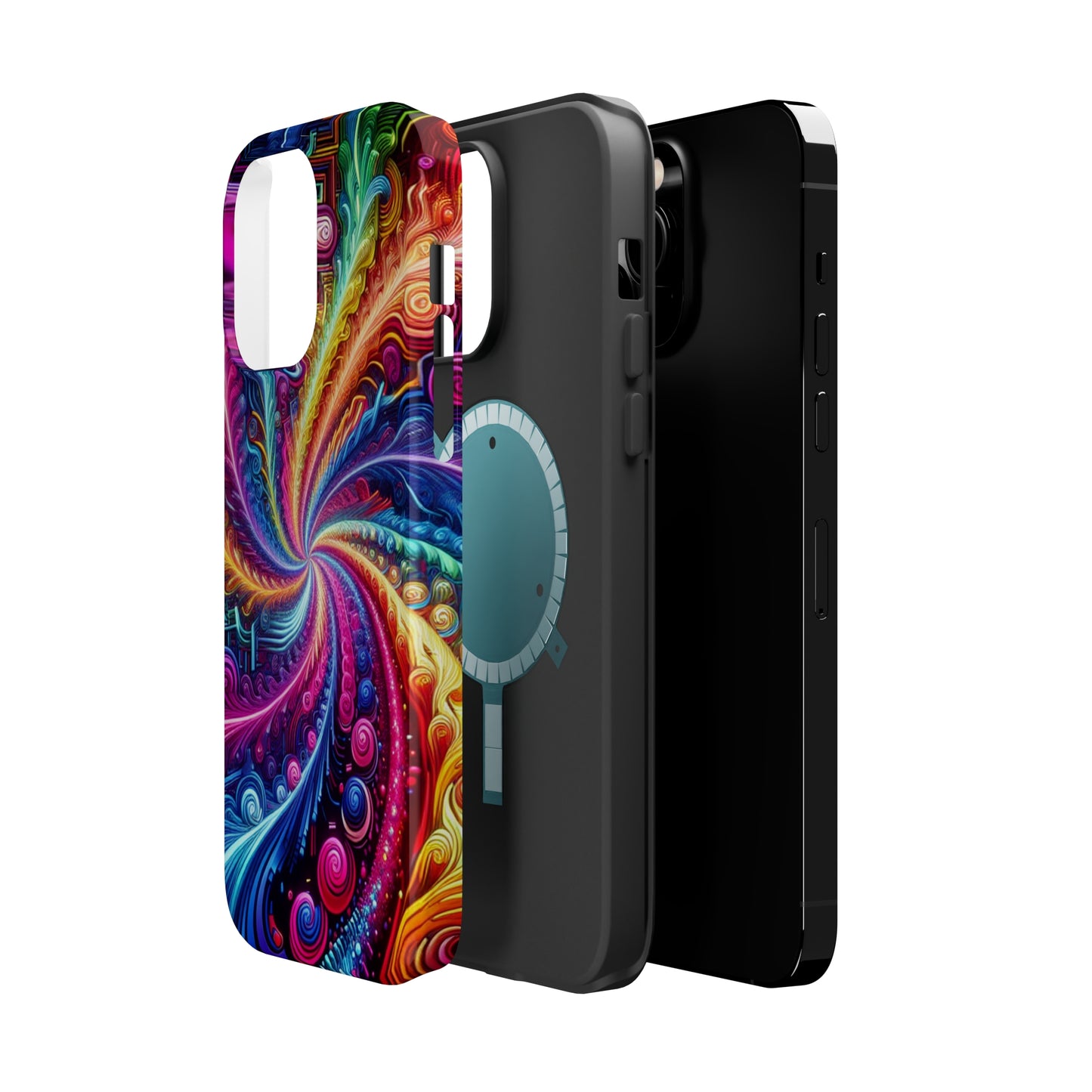Infinite Neon Ravelry. Neon Trippy Infinity Patterns Premium Art Magsafe Magnet Tough IPhone 13 14 15 Pro Plus Max and Mini in Matte and Glossy Phone cases
