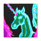 'Unicorns of the Electric Rainbow' NEON Unicorns Art Canvas