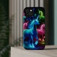 Neon Rainbow Herd. Neon Unicorns Premium Art Magsafe Magnet Tough IPhone 13 14 15 Pro Plus Max and Mini in Matte and Glossy Phone cases