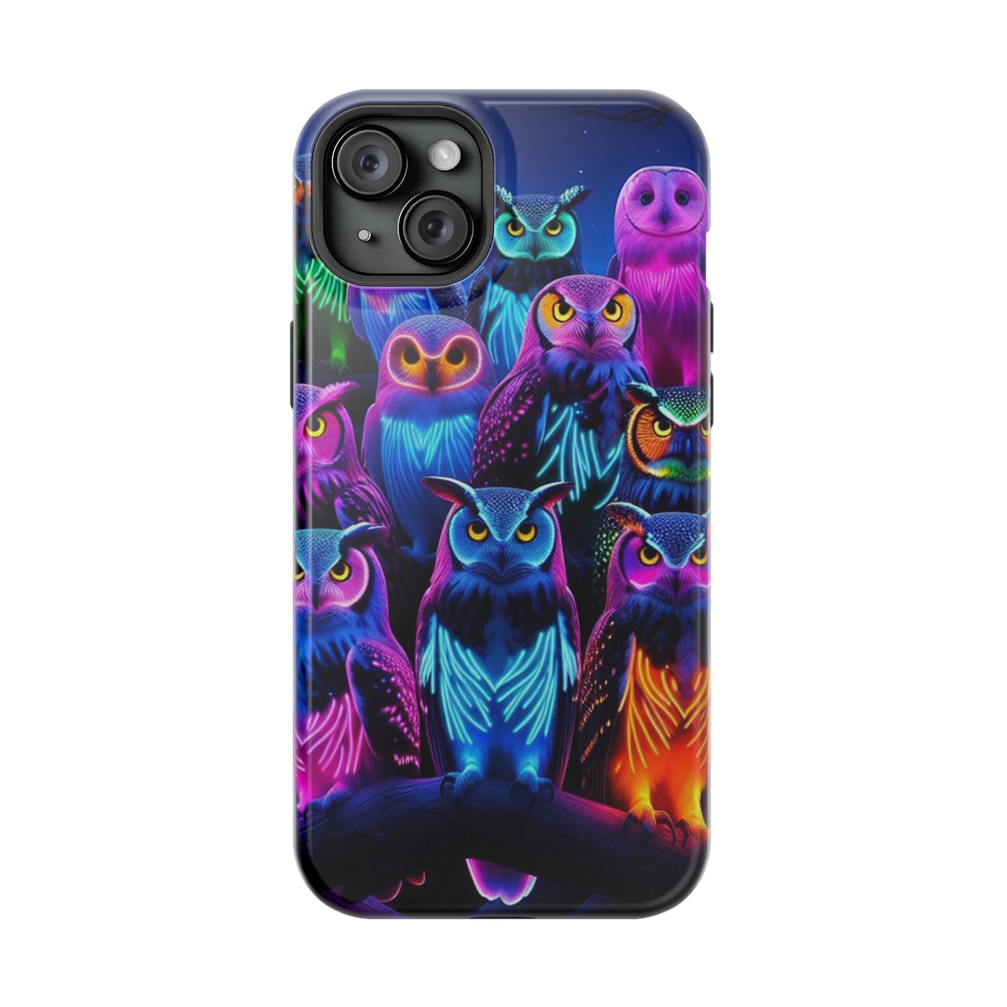 Neon Nocturne Owls. Neon Owls Premium Art Magsafe Magnet Tough IPhone 13 14 15 Pro Plus Max and Mini in Matte and Glossy Phone cases