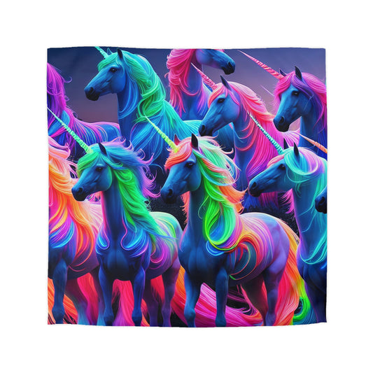 Gian Lorenzo Bernini - NEON Unicorns Microfiber Duvet Cover