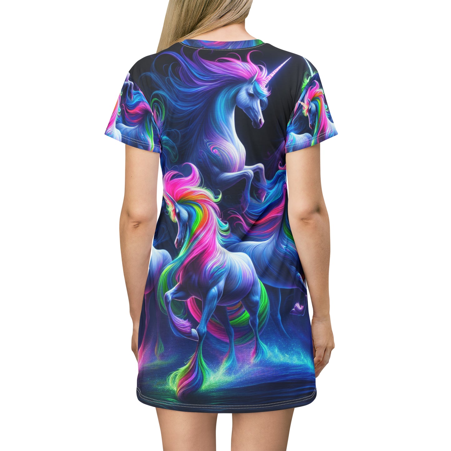 Neon Unicorns Fiesta. Neon Unicorns Womans T Shirt Dress