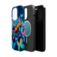 "Scintillating Swirls of Neon Butterflies" Neon Butterflies Premium Art Magsafe Magnet Tough IPhone 13 14 15 Pro Plus Max and Mini in Matte and Glossy Phone cases