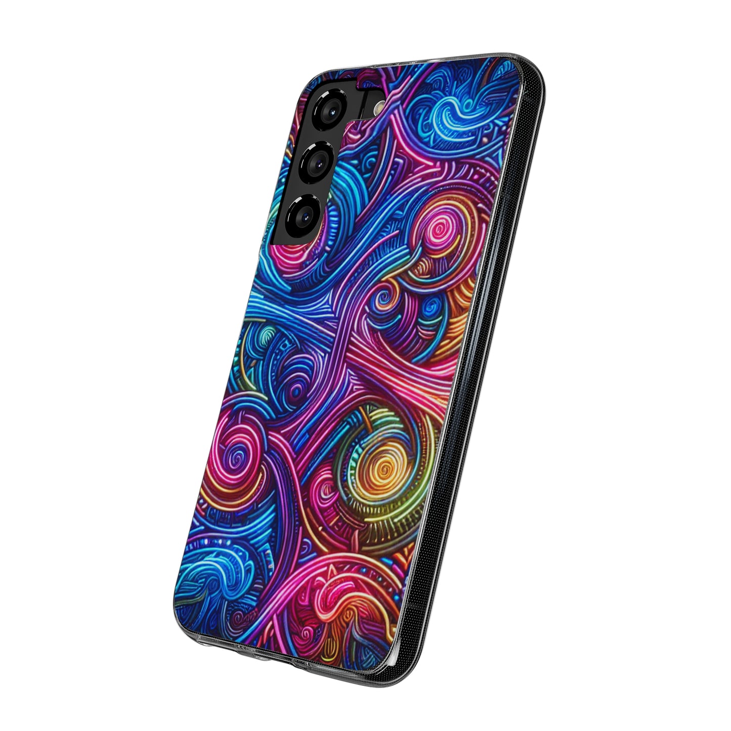 Vibrant Trippy Neon Infinity Ripples. Infinity Patterns Art Polycarbonate Phone Case Samsung Galaxy s21 s22 Google Pixel 6 Iphone 11 12 13 14 Pro Max Mini Plus