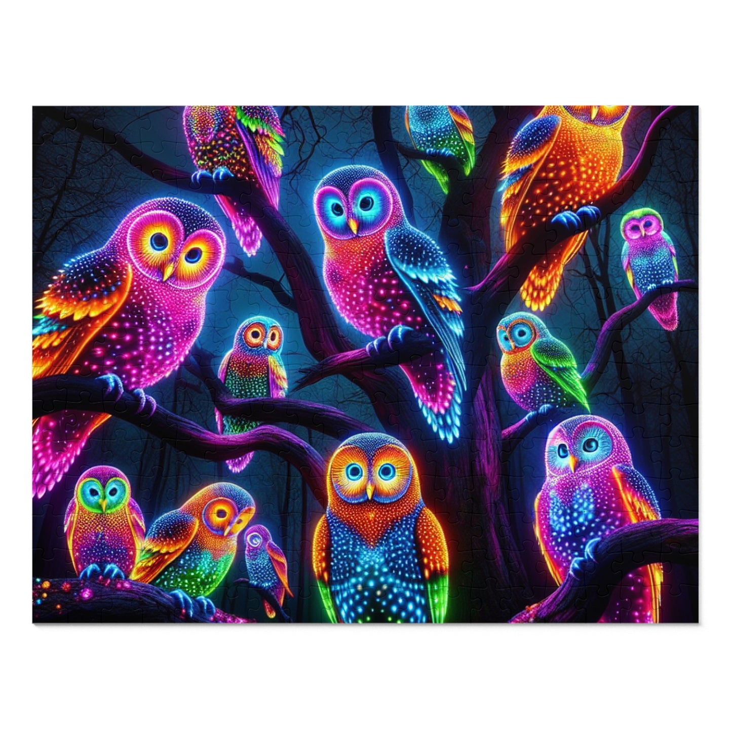 Neon Owlflock. - Neon Owls Puzzle