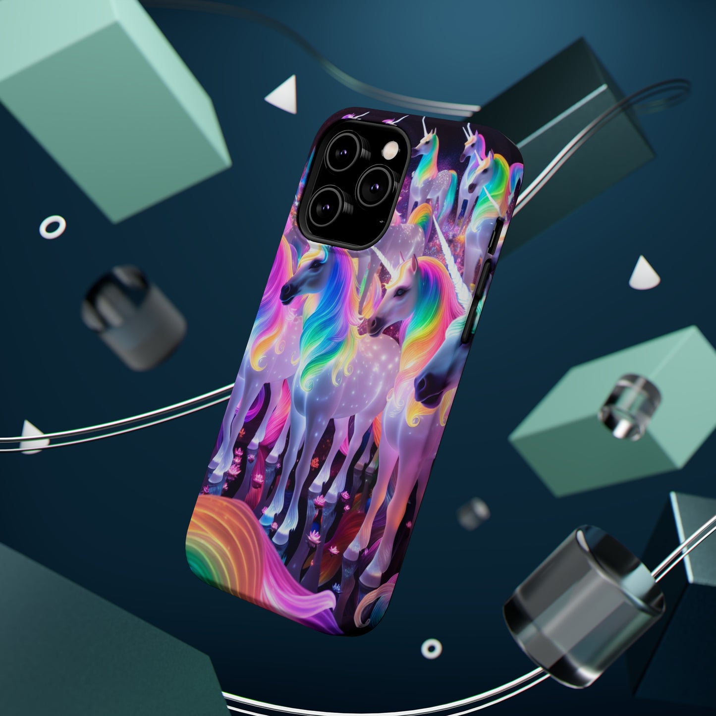 Neon Wonderland Unicorns Neon Unicorns Premium Art Magsafe Magnet Tough IPhone 13 14 15 Pro Plus Max and Mini in Matte and Glossy Phone cases
