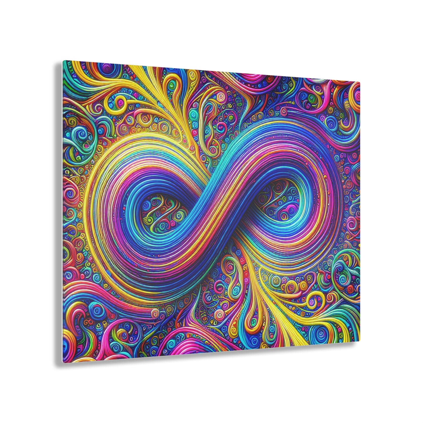 Cosmic Spirograph Symphony. Trippy infinity Pattern 1/4" Glossy Acrylic Art