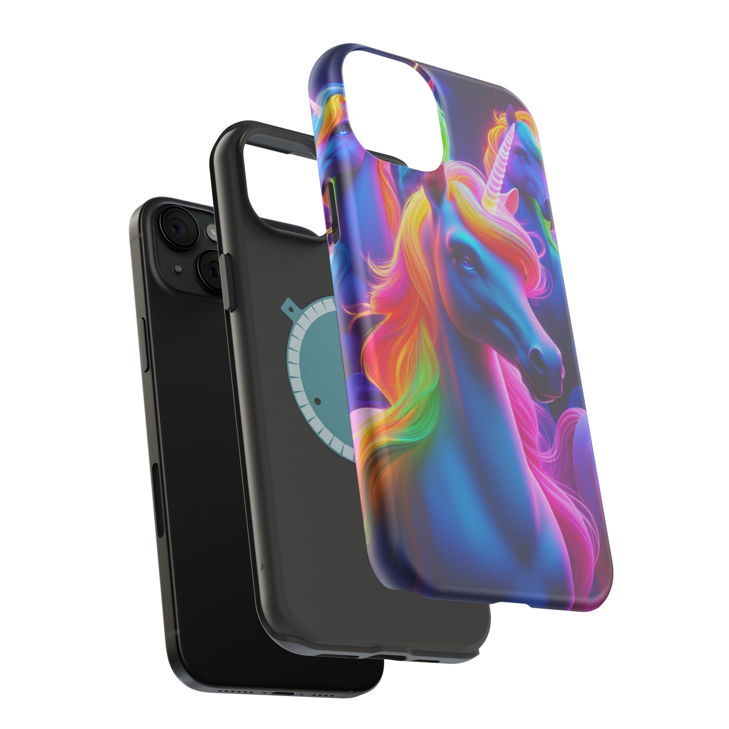 Neon Nighthorn Pride Neon Unicorns Premium Art Magsafe Magnet Tough IPhone 13 14 15 Pro Plus Max and Mini in Matte and Glossy Phone cases