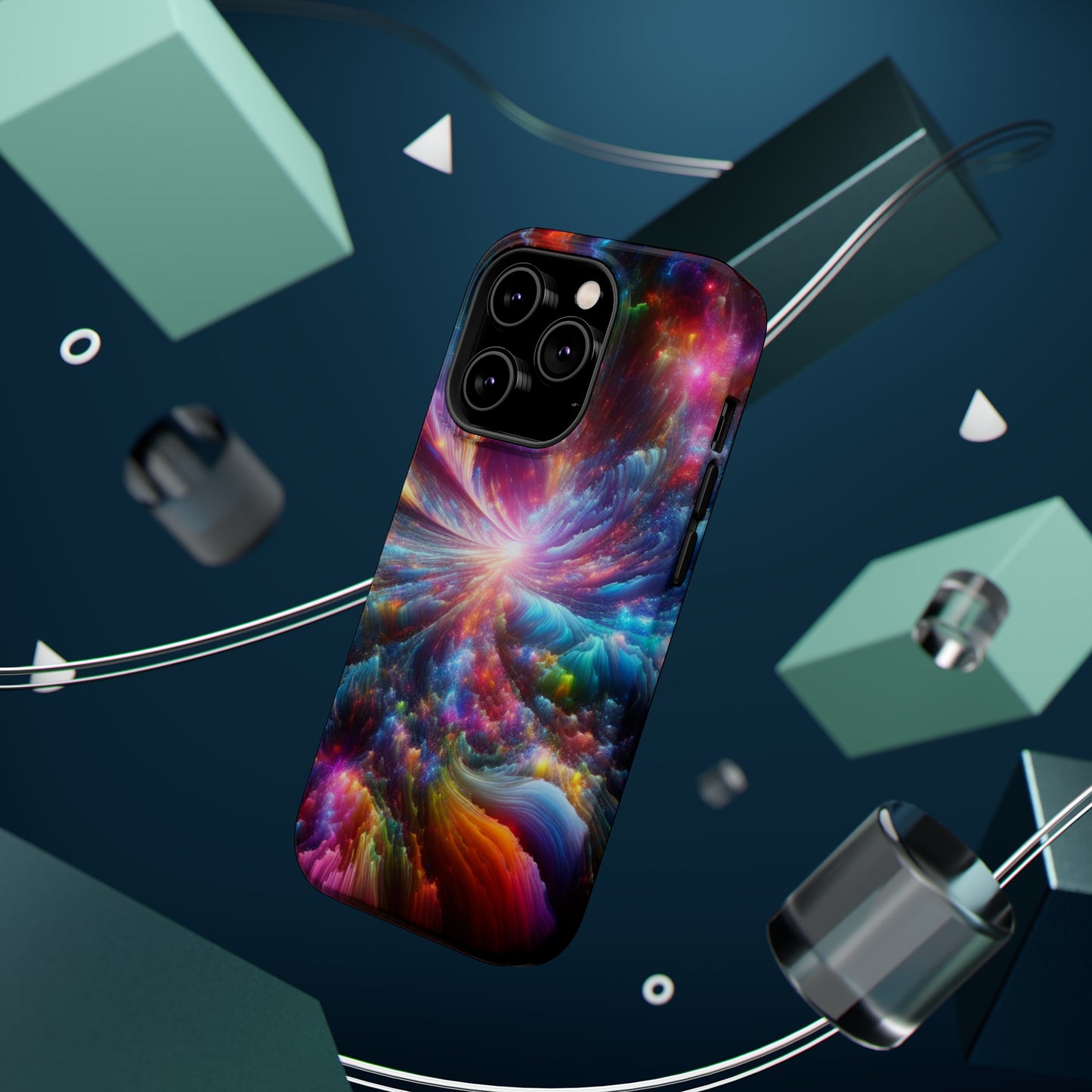 Neon Infinity Chromadrift. Neon Trippy Infinity Patterns Premium Art Magsafe Magnet Tough IPhone 13 14 15 Pro Plus Max and Mini in Matte and Glossy Phone cases