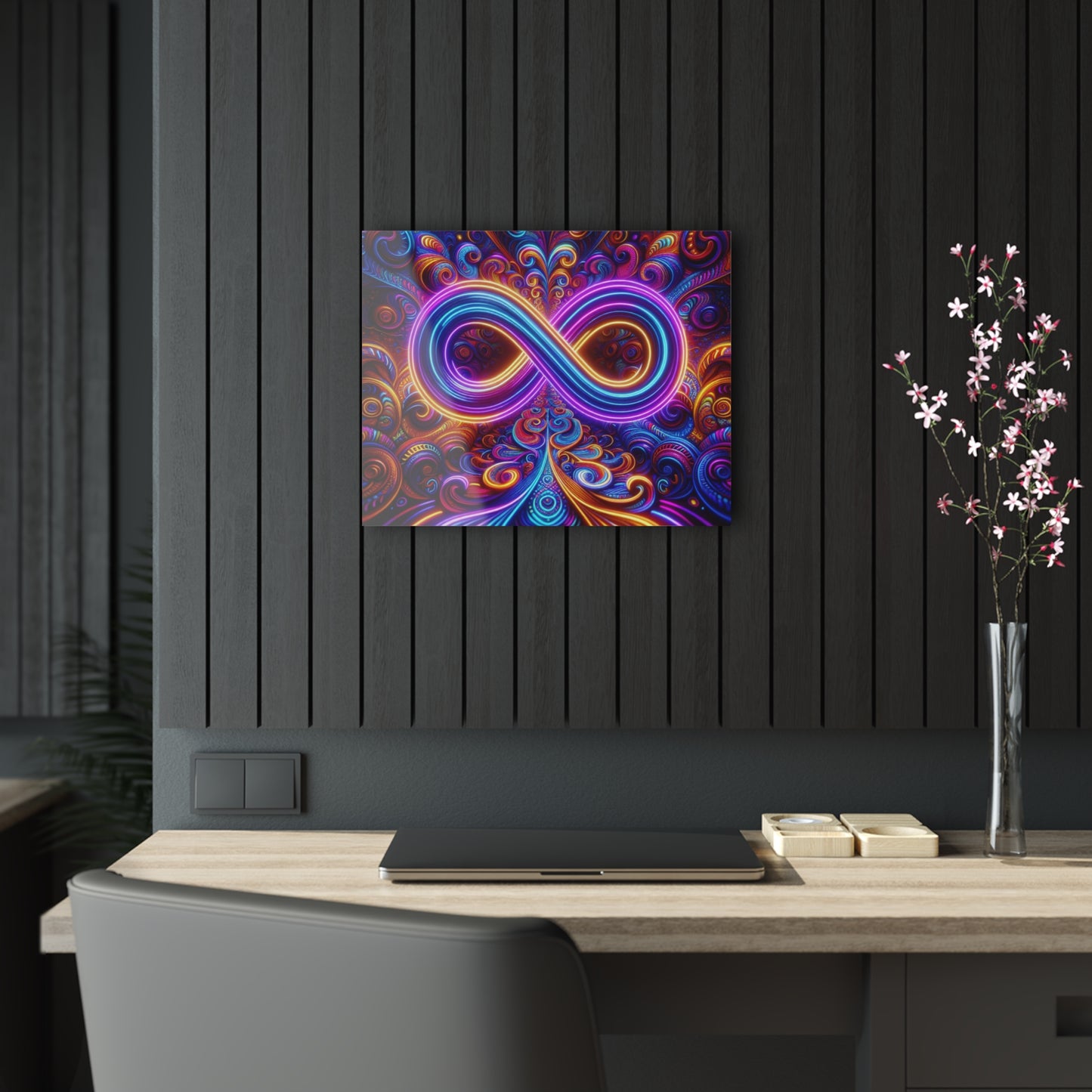 Cosmic Vibrancy. Trippy infity Pattern 1/4" Glossy Acrylic Art